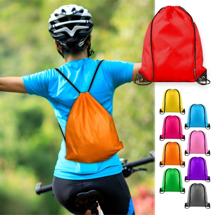 kit com 10 Sacochila 34x42cm Poliéster Reforço inferior  | Mochila Saco Academia Escola Unissex Diversas Cores
