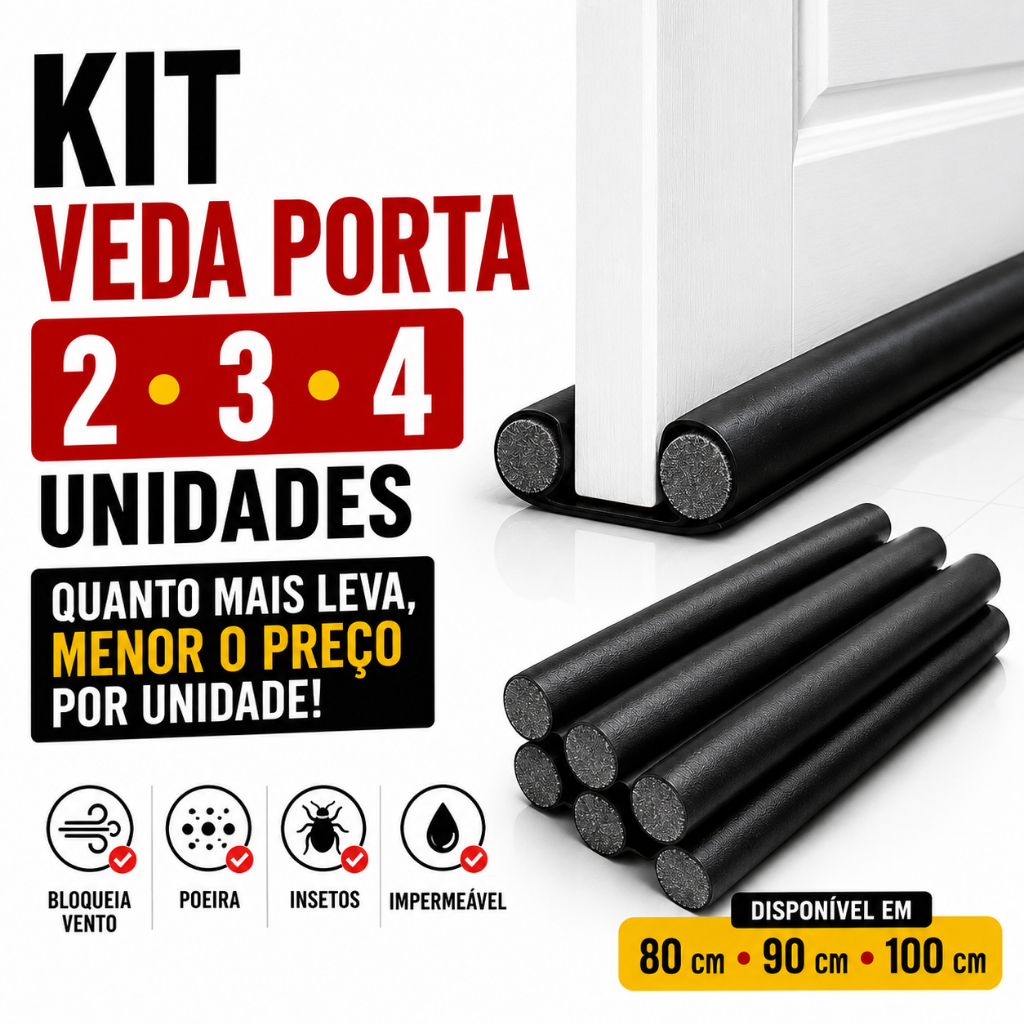 Veda Porta Rolinho Ajustável Duplo Impermeável 80 90 100cm Protetor Contra Poeira Vento - Protetor de porta