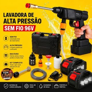 Lavadora de Alta Pressão Portátil Profissional Sem Fio Recarregável Bivolt