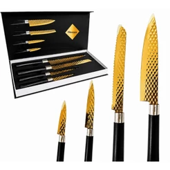 Jogo de Facas de Cozinha Profissional 4 Peças Premium Titanium Deluxe