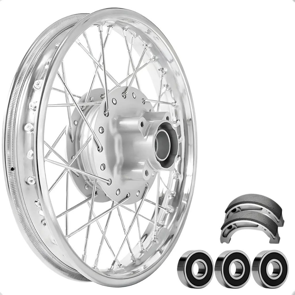 Roda Traseira Pop 110i Pop 100 4mm Cromado Raiada + Lonas Patim Freio + Rolamentos
