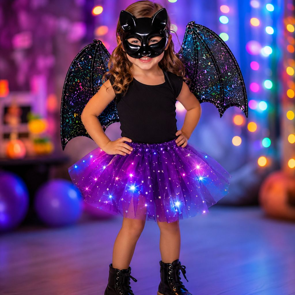 Fantasia Batgirl Infantil Adulto Menina Asa Morcego Colorida- Festa Aniversário Carnaval