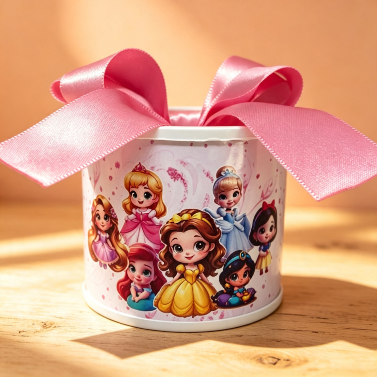 Kit Mini Tubolata Princesas personalizadas I Lembrancinha | aniversário | 5x6 Tampa de Plástico branca