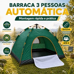 Barraca 3 Pessoas Camping Automática Prova D’água Fácil de Montar