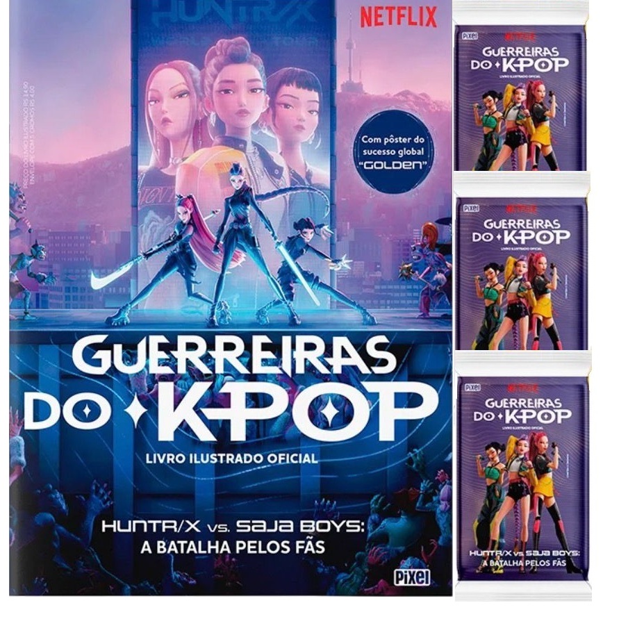 Kit 1 Álbum Oficial Guerreiras Do K-pop + 15 Figurinhas (3 Env) Pixel