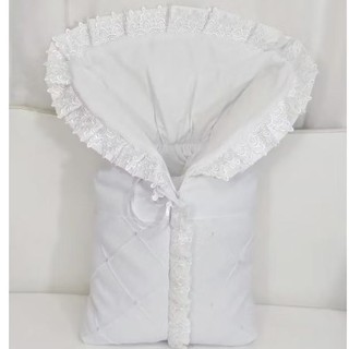 Porta Bebê Saco de Dormir Tecido Pique Todo Branco Com Detalhes em Gripir