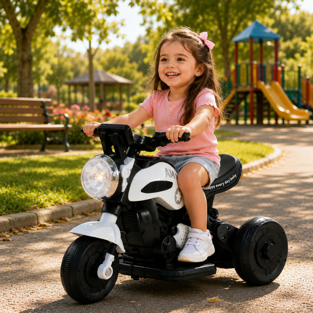 Moto Infantil 6V Triciclo Eletrico Grande Mini Harley Com Luzes e Musicas Zippy Toys