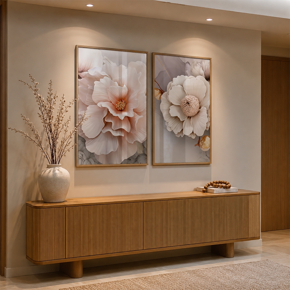 Quadro Decorativo Dança das Flores Com Moldura Quarto Sala Escritorio