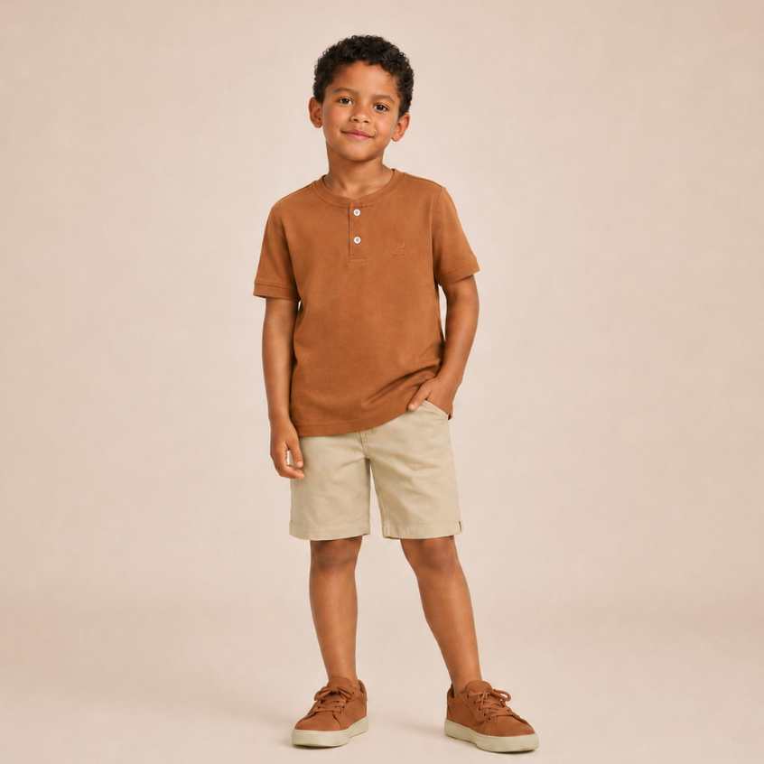 Camiseta Gola Padre Infantil Algodão 2 Botões