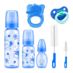 Kit 7 Peças Para Bebê 3 Mamadeiras + 2 Escovas + Mordedor + Chupeta bico Orto