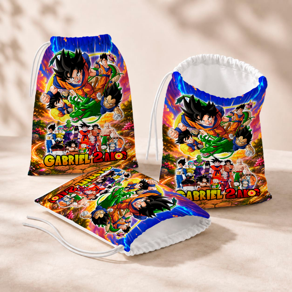 20 Sacolinhas Personalizada Festa Infantil 18x26 Aniversário Lembrancinha Dragon Ball Z M4
