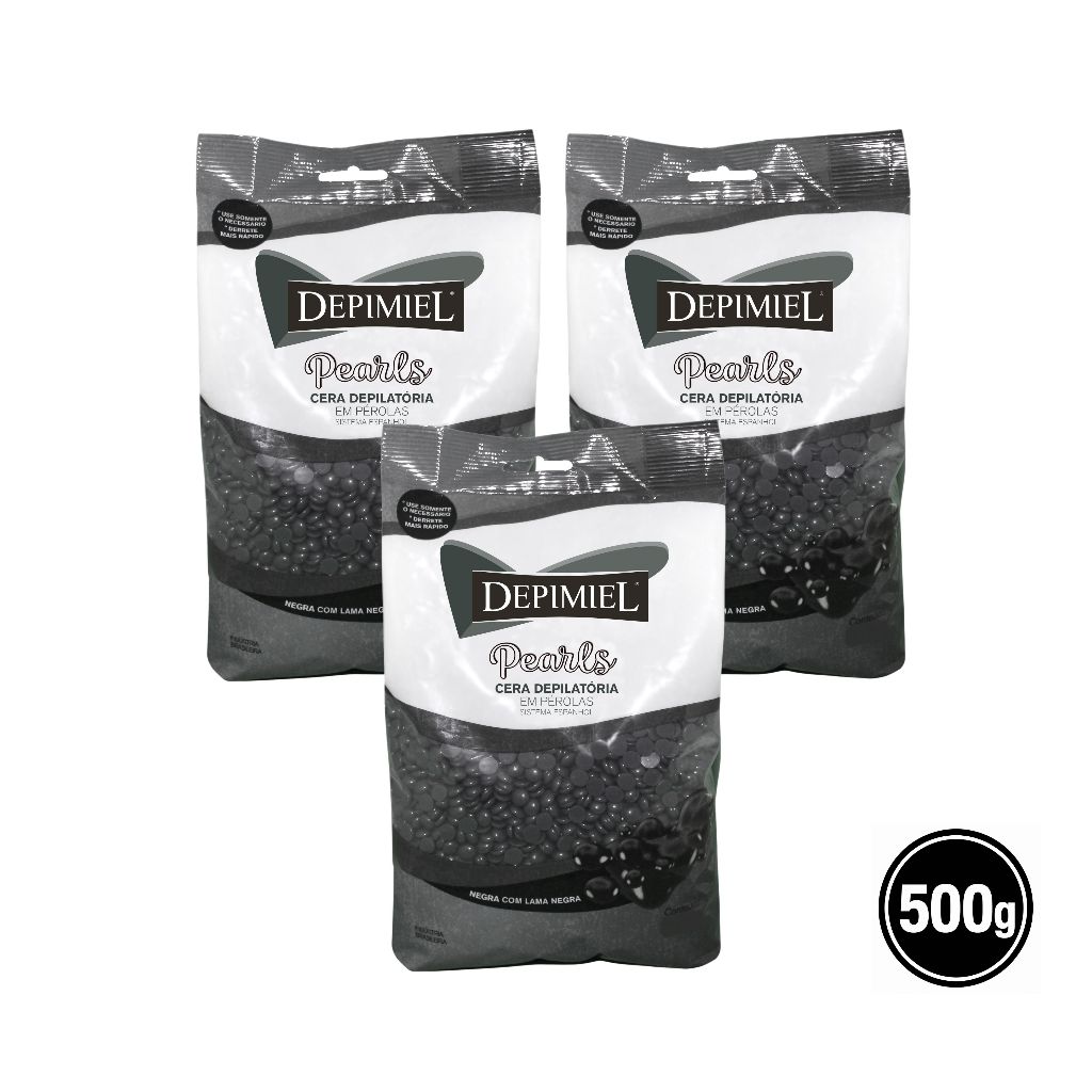 Kit 3 Cera Depilatória Lama Negra Espanhol Depimiel Com 500g
