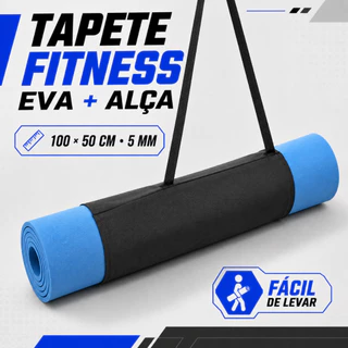 Tapete Fitness EVA 100x50cm 5mm com Alça Porta Tapete Yoga Pilates
