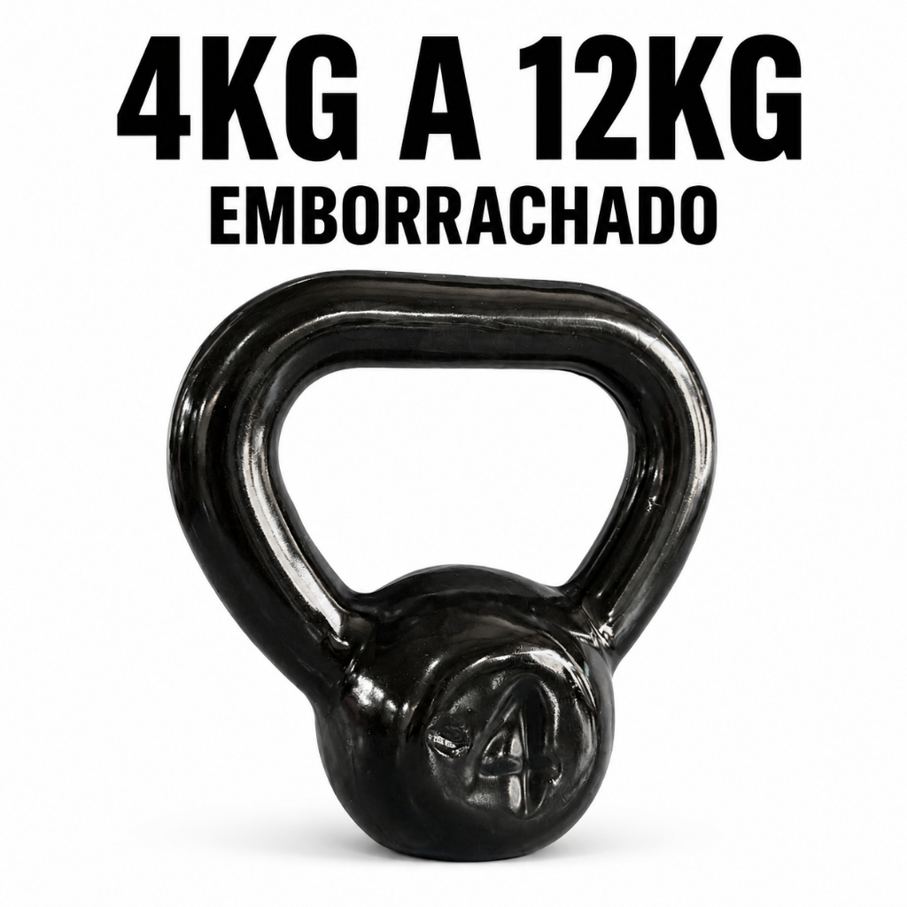 Kettlebell Emborrachado 4kg a 12kg Exercicio Agachamento Academia Crossfit Funcional Treino Em Casa Fisioterapia