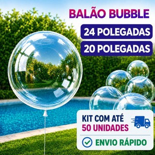 Kits Balão Bubble Bobo 10" 18" 24" Polegadas 10/20/30/40/50 Unidades Transparente Festas