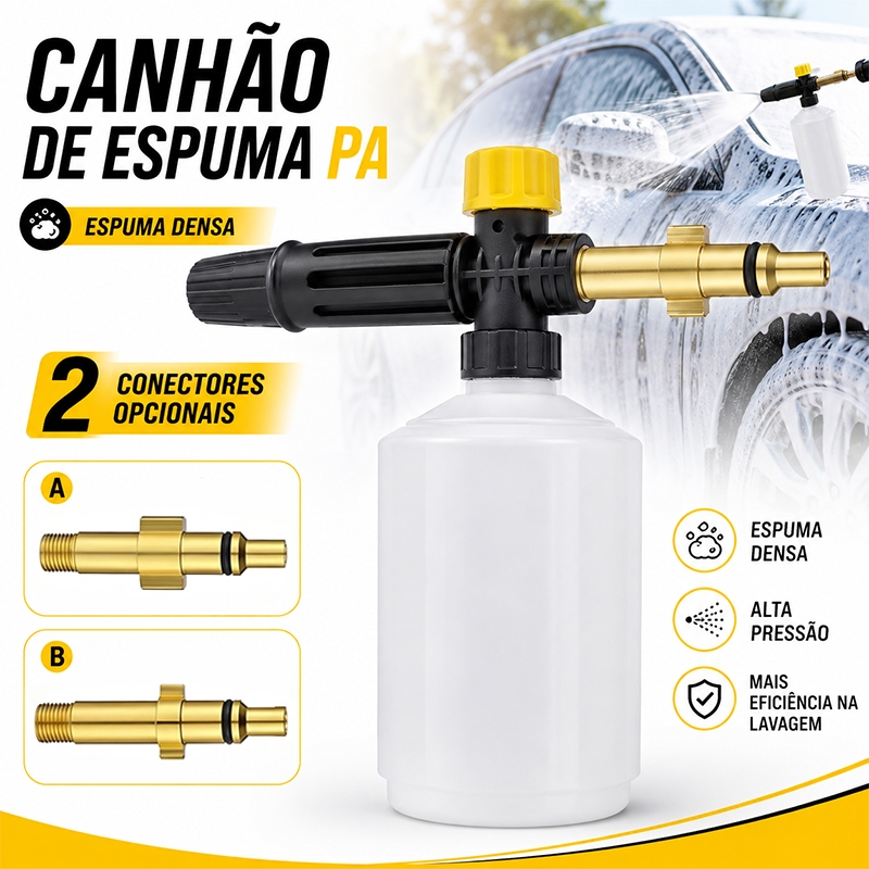 Canhão de Espuma Snow Foam para Lavadora Alta Pressão WAP ECOFÍ Lavor Vonder Carro Moto Vários Modelos