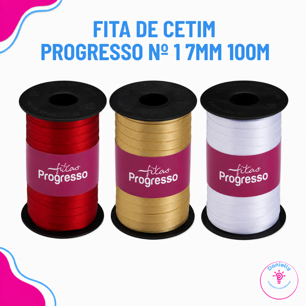 Fita de Cetim Progresso N°1 7mm - 100mts 