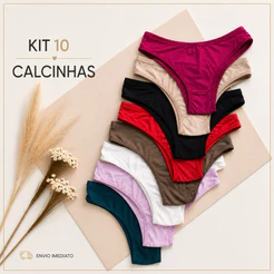 Kit 10 Calcinha Tanga Conforto Microfibra Forro 100% Algodão Lingerie Feminina