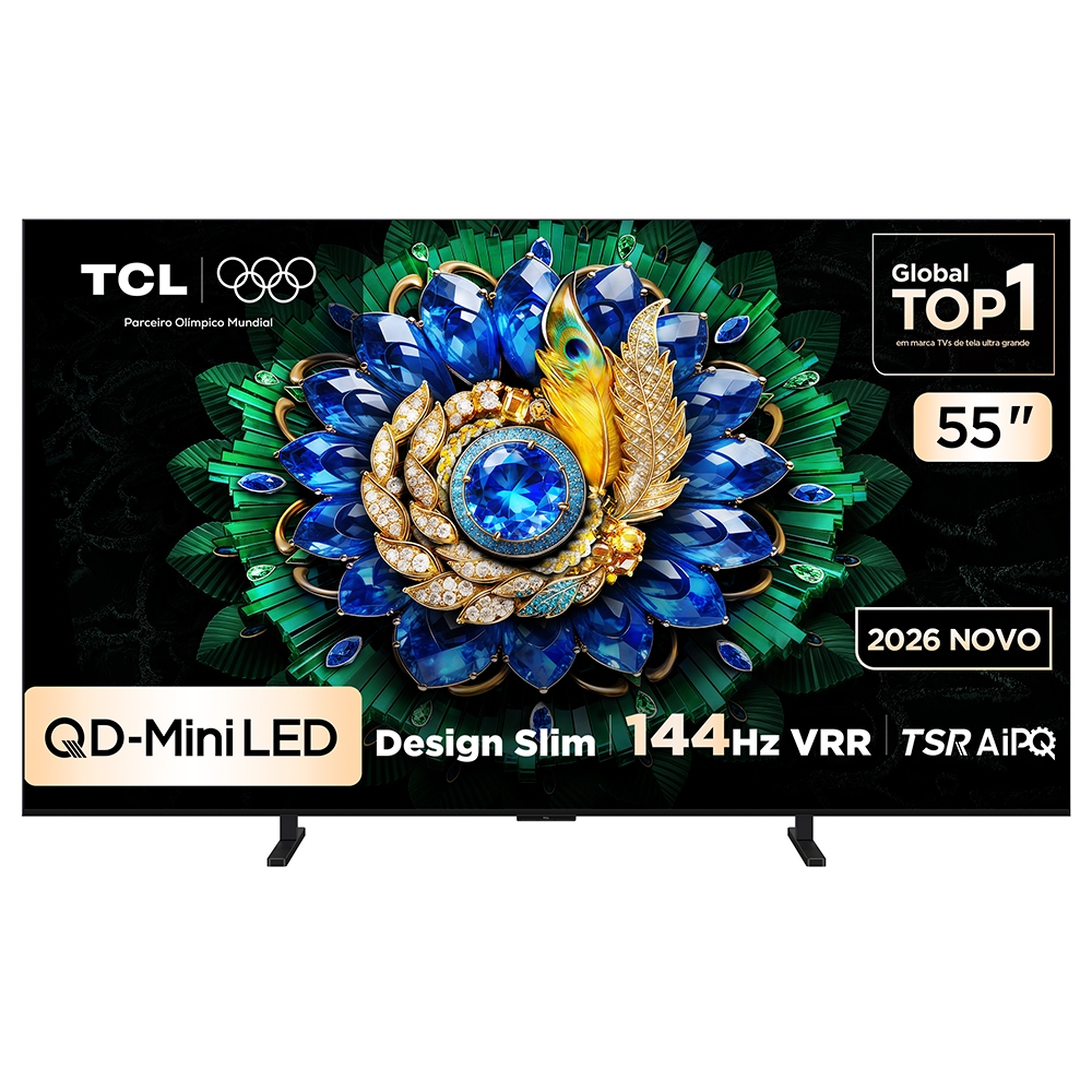 Smart TV TCL 55 Polegadas QLED Mini LED 4K A400M WiFi Bluetooth Google TV HDR10+ 144 Hz V…