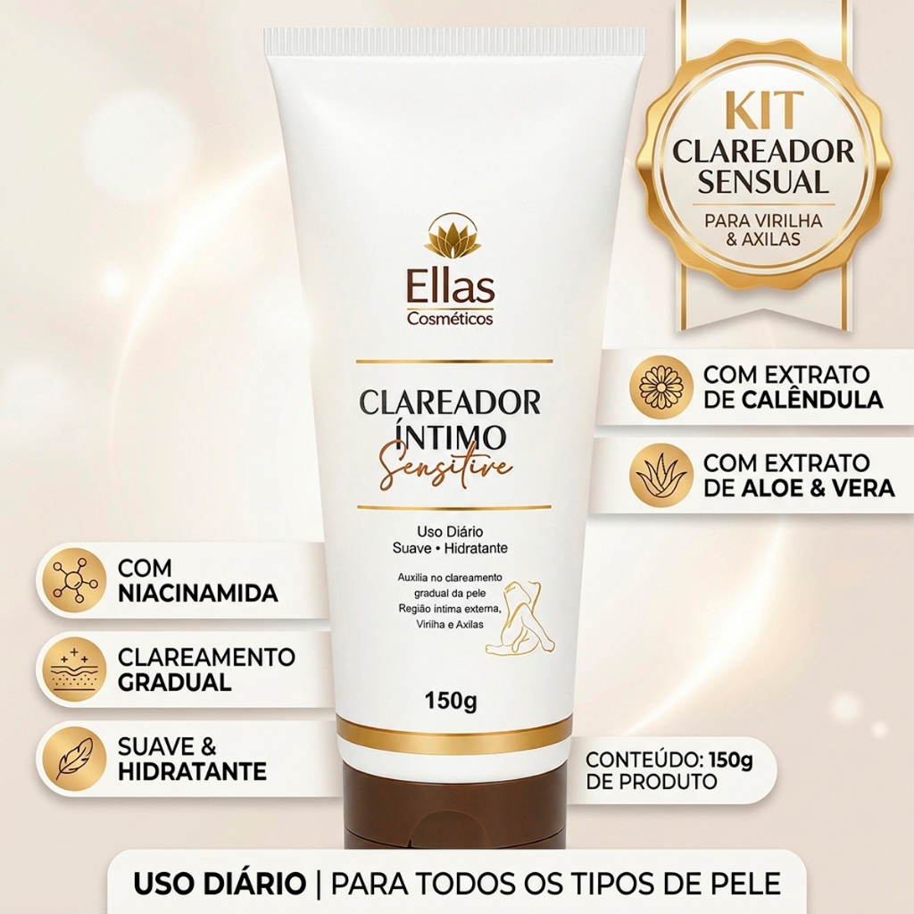 Clareador Íntimo Sensitive Para Virilha & Axilas Com Niacinamida e Extrato De Aloe & Vera 150g
