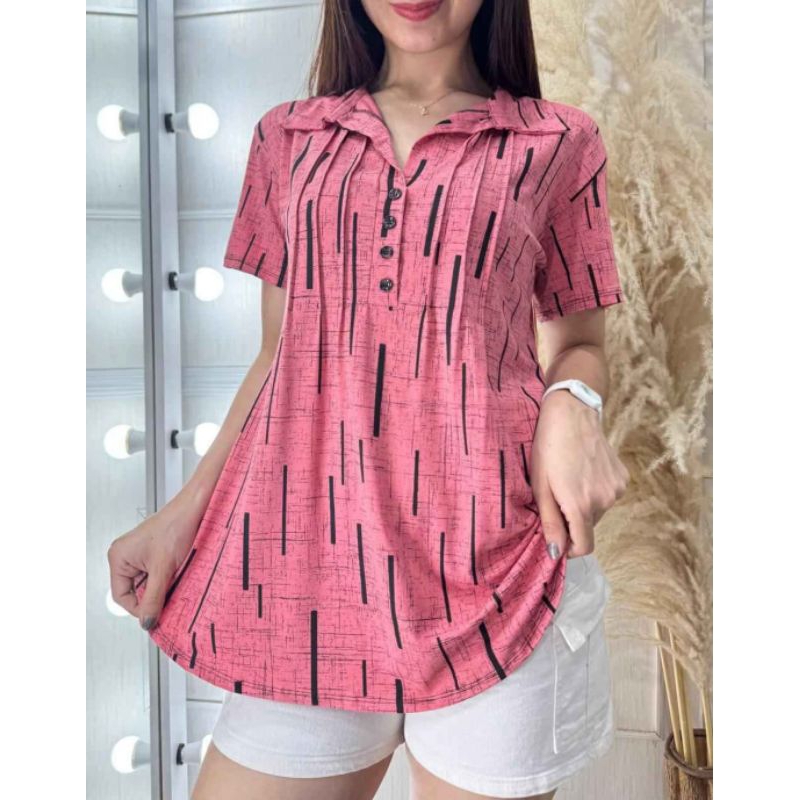 Blusa Feminina Manga Curta C/Botões Malha Viscolycra - Confortável , Casual e Elegante