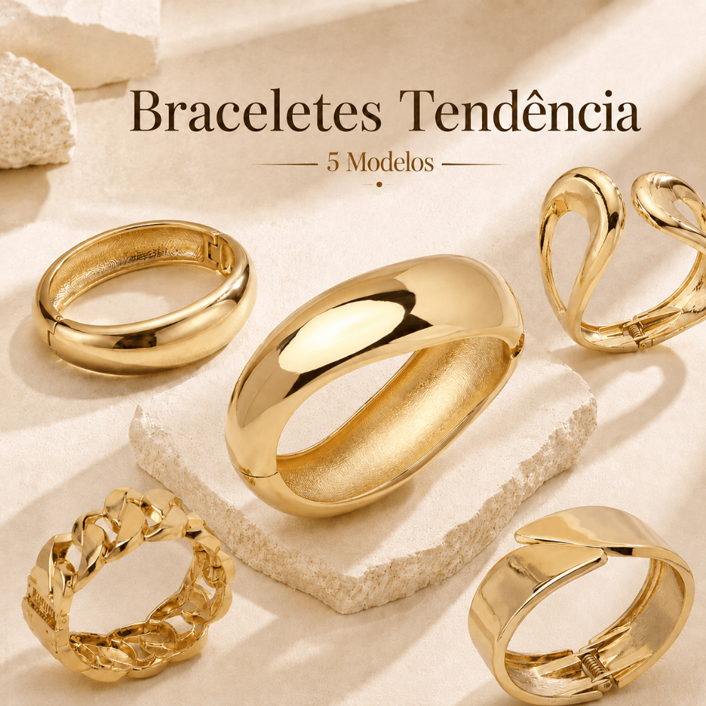 Braceletes Articulado Tendência Folheado Ouro 18k Premium