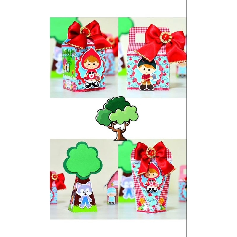 Kit festa infantil PEGUE E MONTE - Tema Chapeuzinho vermelho - Aniversário infantil - Lembrancinha personalizada.