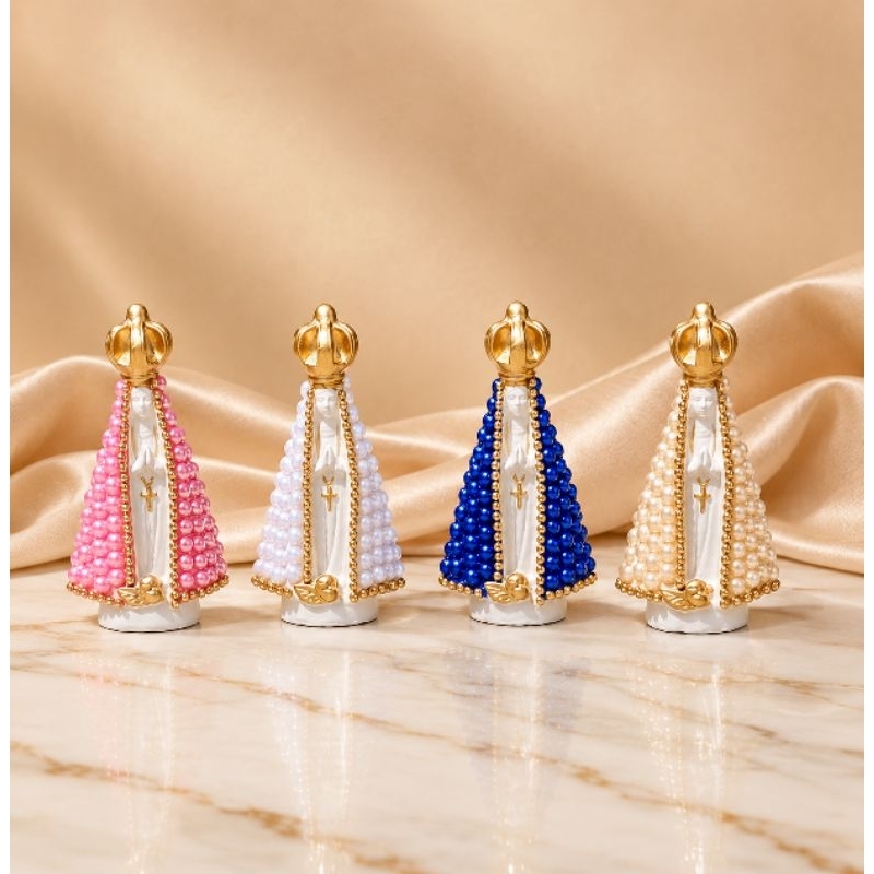 Nossa Senhora Aparecida 10cm Decorada com Pérolas e Strass Artesanal