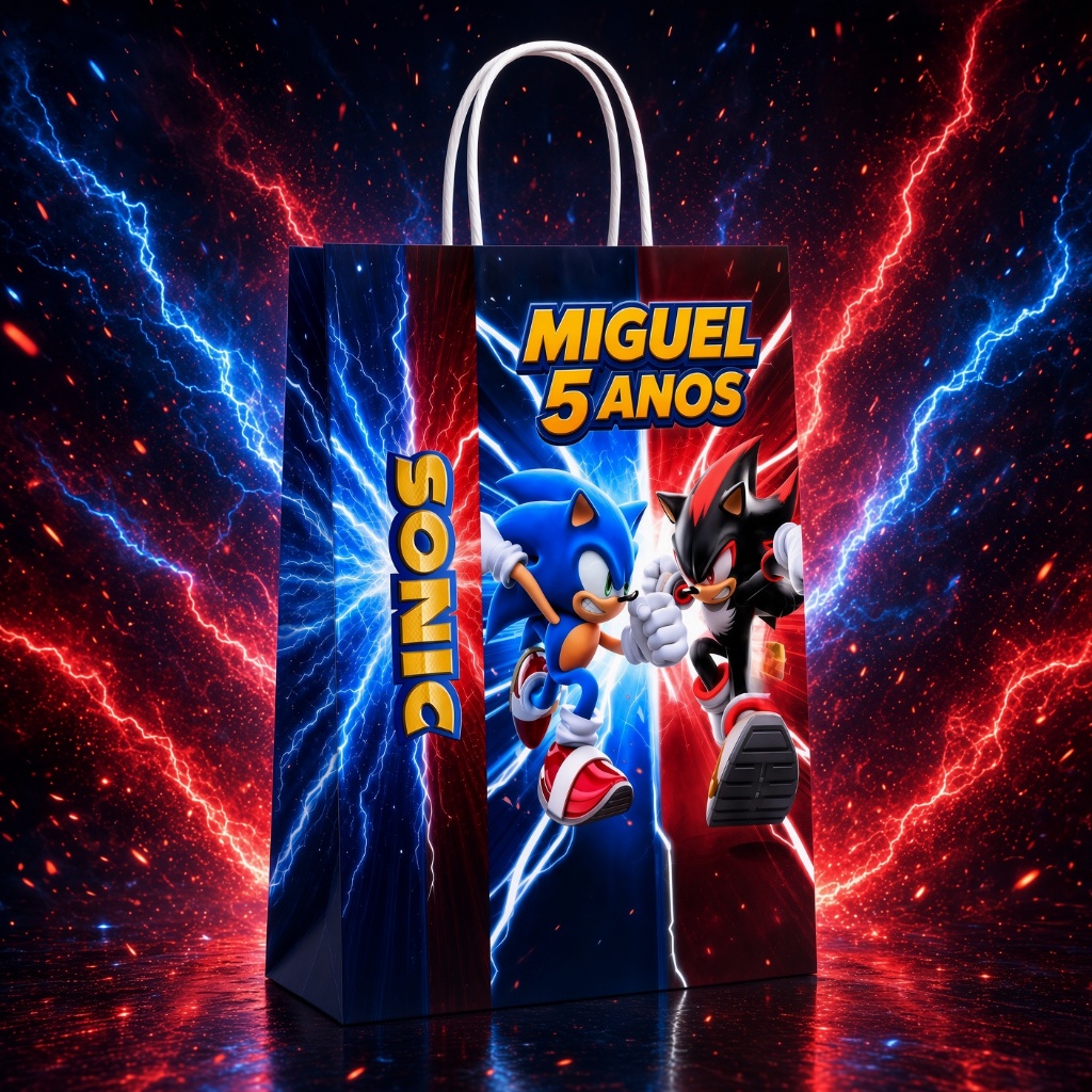 Sacolinha SONIC Personalizada SONIC - Lembrancinha aniversário infantil 10/20/30/40/50/100 unidades