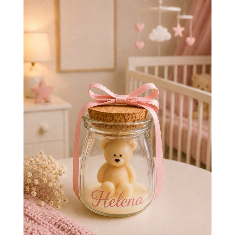 Kit 10 unidades Vela Aromática Ursinho Personalizada com Nome | Lembrancinha Maternidade, Chá de Bebê e Aniversário