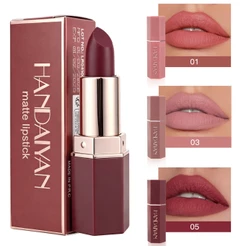 Batom Matte Nude 3 Cores À Prova D'água Duradouro Não Desbotante Vermelho Rosa Veludo Maquiagem Cosmética Labial