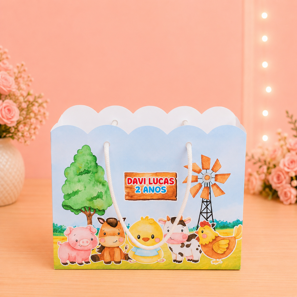 Sacolinha Fazendinha Menino Kit festa | Personalizados | Aniversários | Papelaria Personalizada | caixinhas | Lemb