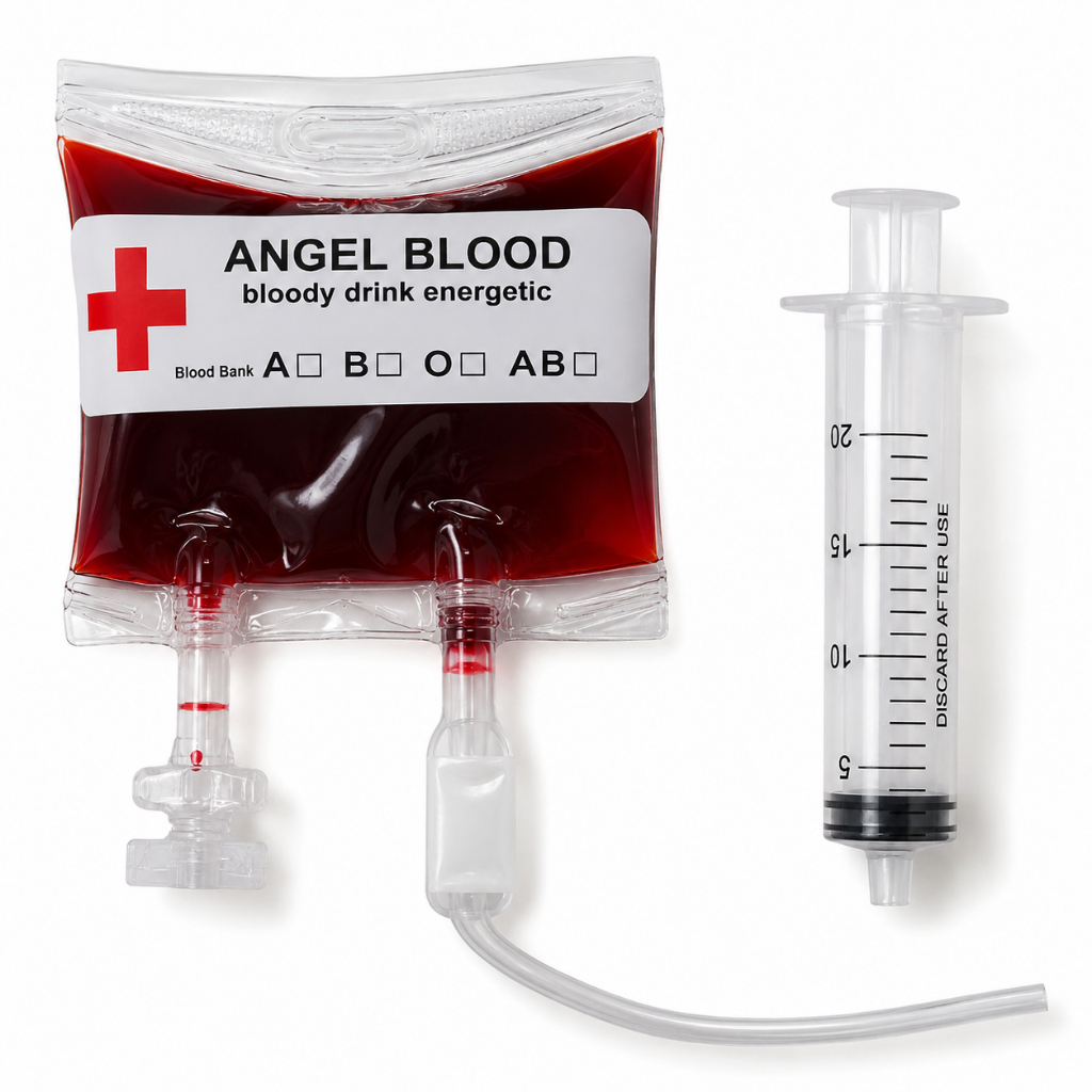 Kit Bolsa Sangue Artificial 75ml Com Seringa Acessório Halloween Fantasia Terror #PartiuFesta