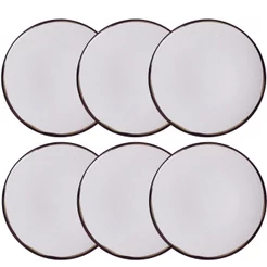Jogo de 6 Pratos Rasos Tramontina Canyon 25cm em Porcelana Branco 6 Peças