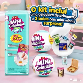 Mini Brands Geladeira Brinquedo +2 Bolas Mini Minis Surpresa