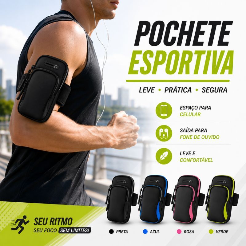 Pochete Fitness Bolsa De Braço Para Celular Prova De Sour/Braçadeira