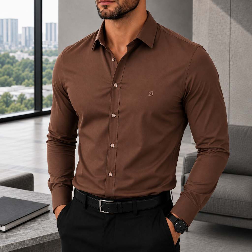 Camisa Social Masculina Manga Longa Slim