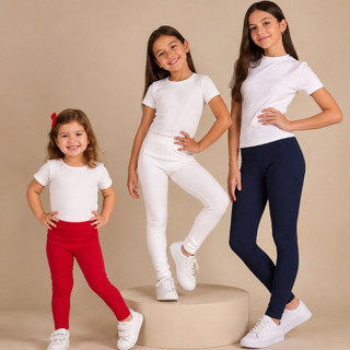 Kit Legging Infantil Menina Canelada Roupas Infantis Infanto Juvenil Calça Legg