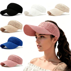 Chapéu Boné 65g moda Feminino De Aba Longa Respirável Viseira Em Cor Lisa Confortável proteção solar Algodão anti odores