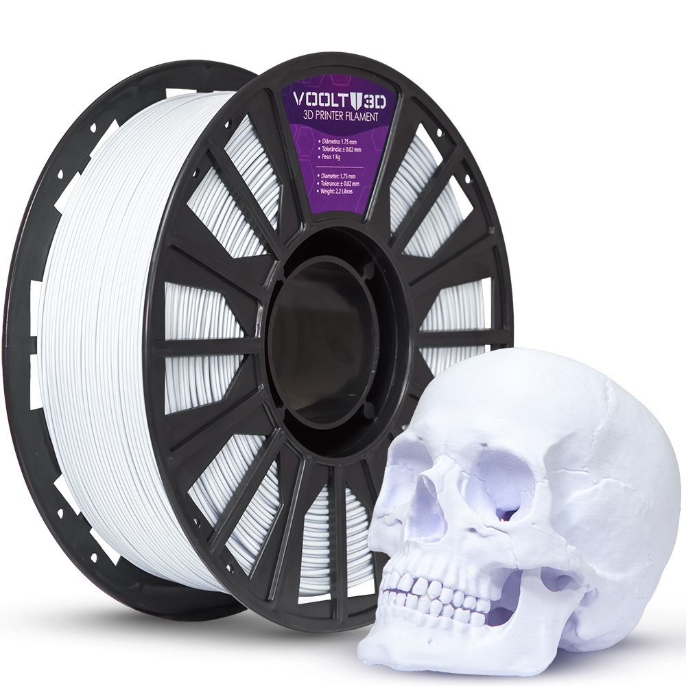 Filamento PLA Branco Velvet 1Kg 1,75mm Efeito Aveludado Para Impressora 3D FDM Voolt3D Oficial