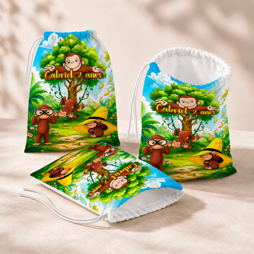 20 Sacolinhas Personalizada Festa Infantil 18x26 Aniversário Lembrancinha George o Curioso M1