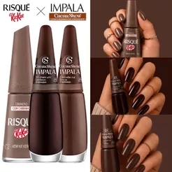 Kit Esmaltes Risqué KitKat + Impala Cacau Show Vem Kit Kero Só Mais Um Pedaço Derrete na Boca Coleções Especiais