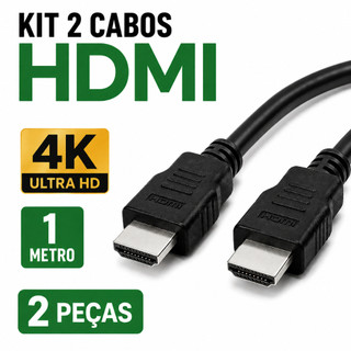 Kit 2 Cabos HDMI 1m 4K + 120Hz 2.0 Ultra HD TV PS5 Xbox PC Monitor