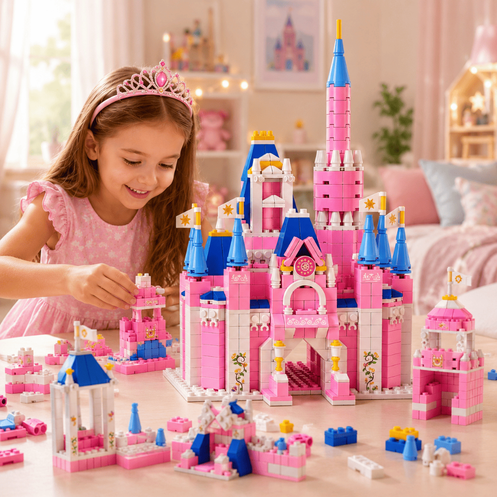 Blocos de Montar Castelo Princesa 1000 Peças 6 em 1 Menina