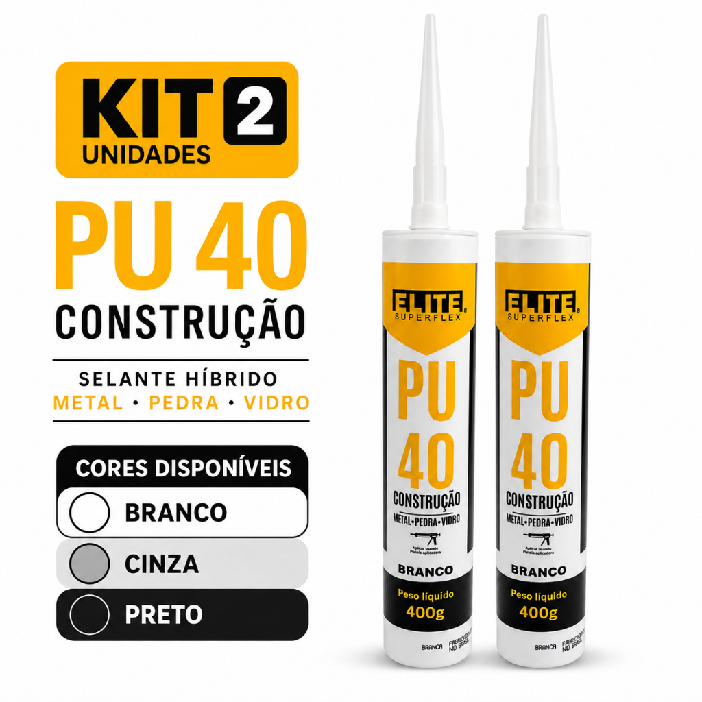 PU 40 Selante Adesivo Poliuretano Cola de 400g Adesivo Profissional 2 Unidades