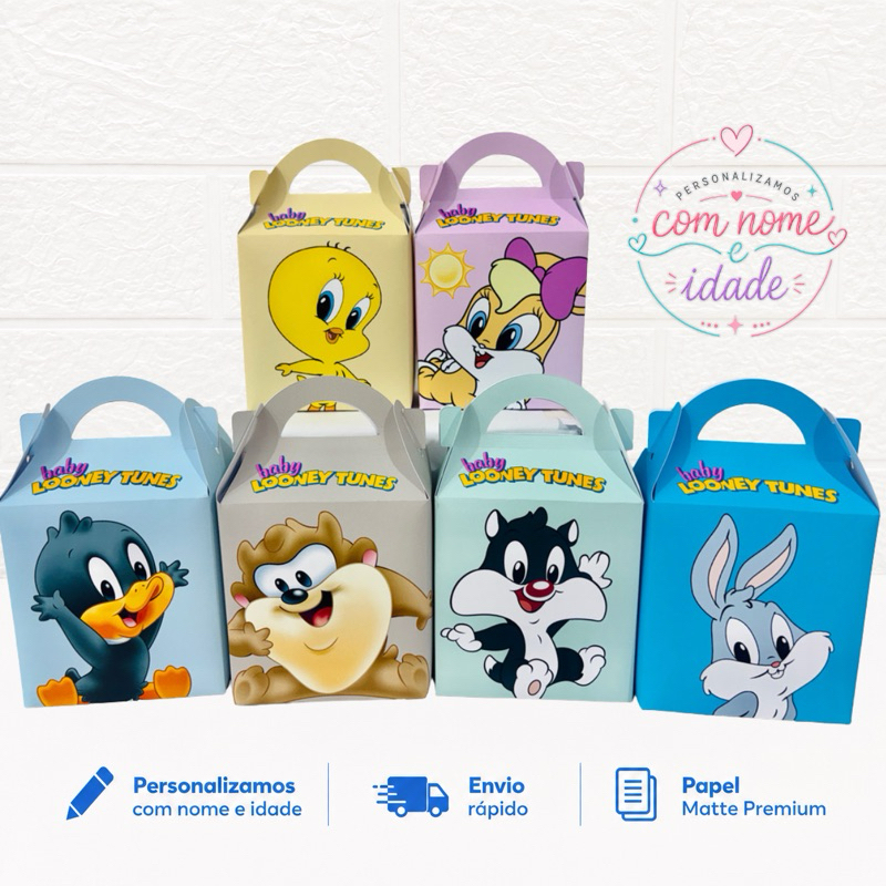 Kit Maletinha Caixinha Baby Looney Tunes Papelaria Personalizada Lembrancinha Festa