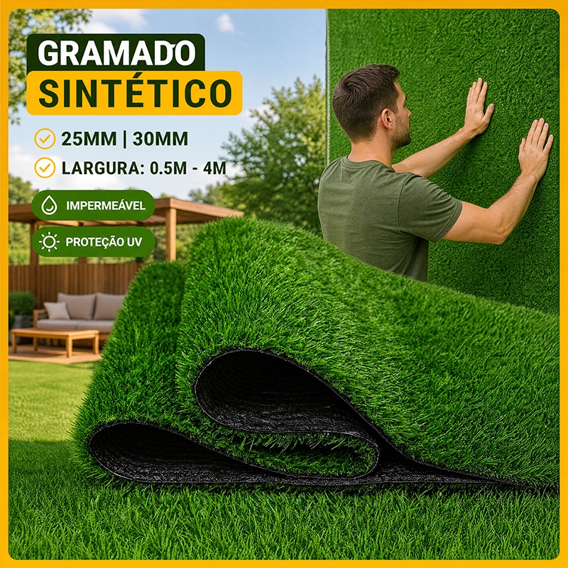 Grama Sintética Artificial 30mm 0,5x2m – Tapete Verde Realista Premium Para Jardim, Quintal, Varanda, Área Externa E Dec