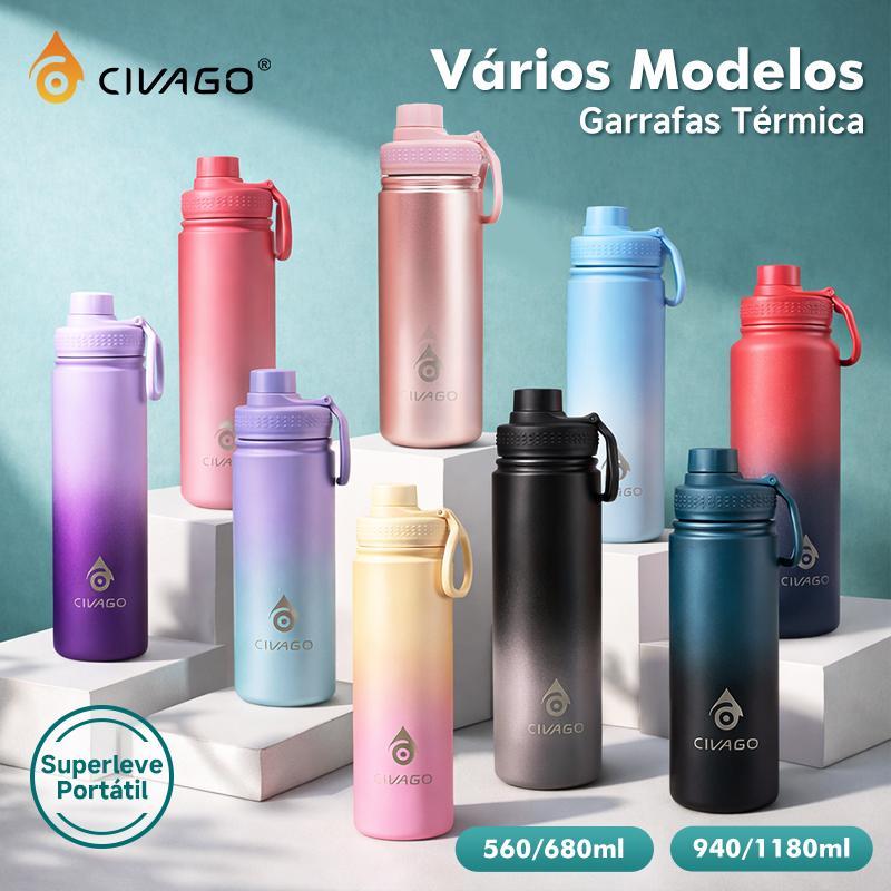 CIVAGO Garrafa Térmica 560ml-1180ml Inox com Alça Quente & Frio Com Isolamento Térmico De Grande Capacidade BPA Free
