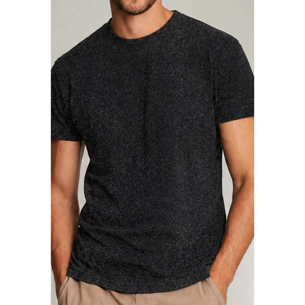 Camiseta Básica Masculina Mesclada Polo Wear Preto
