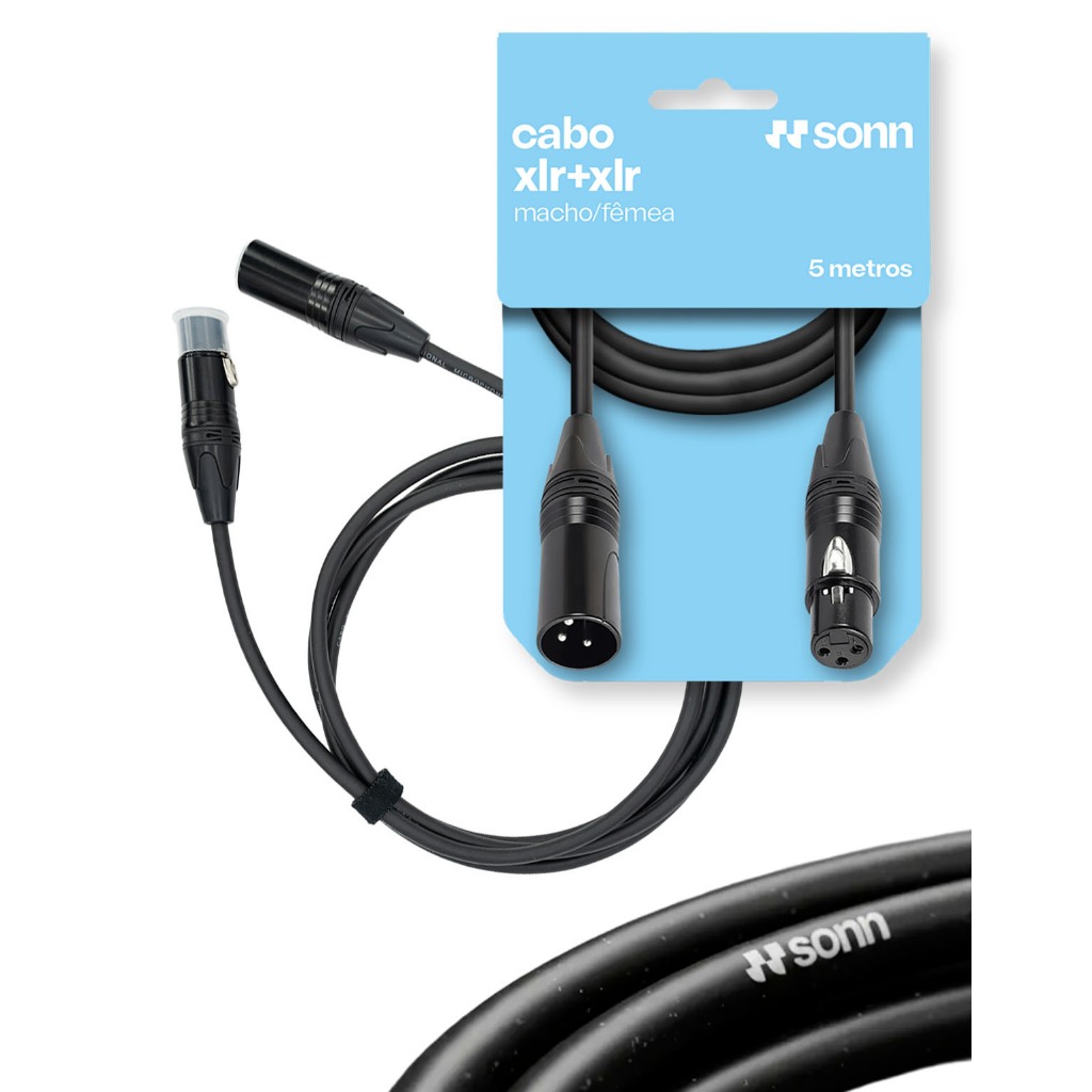 Cabo Microfone e Mesa de Som Sonn CM500 XLR Macho XLR Fêmea 6mm Áudio Profissional Flexível